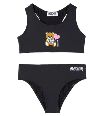 Moschino Kids' Printed Bikini In Nero/black