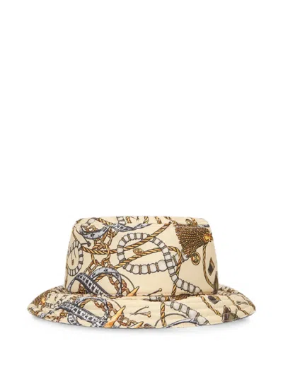 Moschino Printed Bucket Hat In Brown