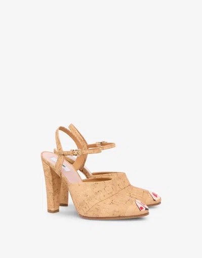 Moschino Printed Calfskin Slingback Pumps In Transparent