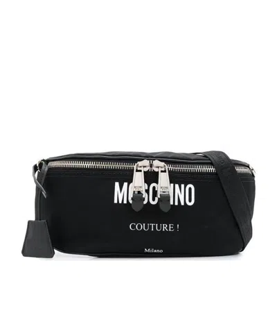 Moschino Printed Chest Bag In Black