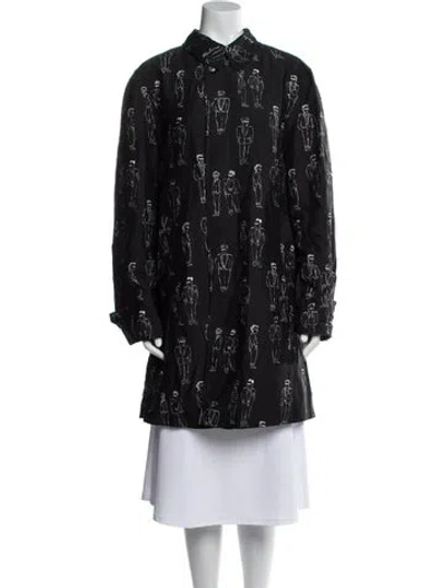 Pre-owned Moschino Printed Coat W/ Tags In Black