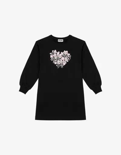 Moschino Kids' Printed Cotton Fleece Dress In Black