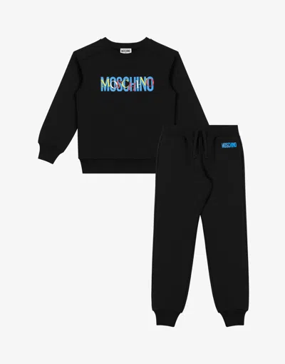 MOSCHINO PRINTED COTTON FLEECE SWEATPANTS SUIT