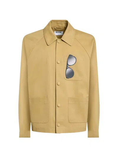 Moschino Printed Cotton Gabardine Jacket In Nude