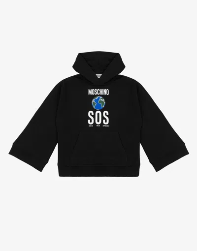 Moschino Printed Cotton Jersey Hoodie In Black