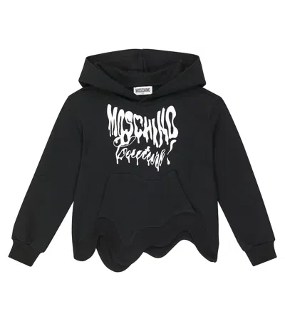 Moschino Kids' Printed Cotton Jersey Hoodie In Black