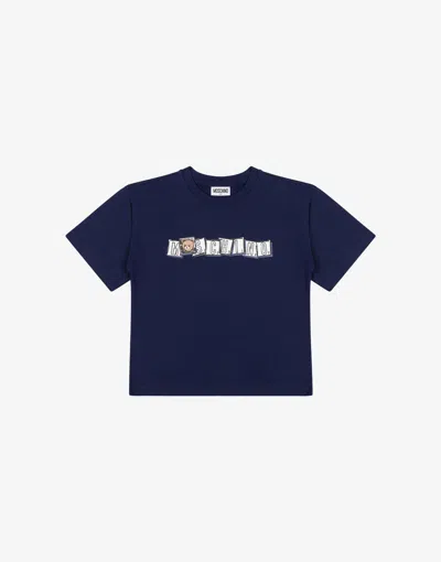 Moschino Kids' Printed Cotton Jersey Maxi T-shirt In Blue