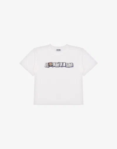 Moschino Kids' Printed Cotton Jersey Maxi T-shirt In White