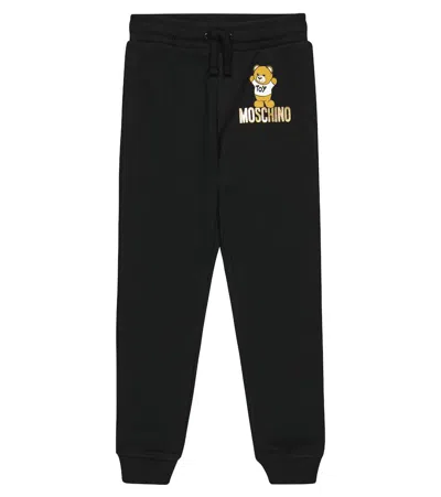 Moschino Kids' Printed Cotton Jersey Sweatpants In Black