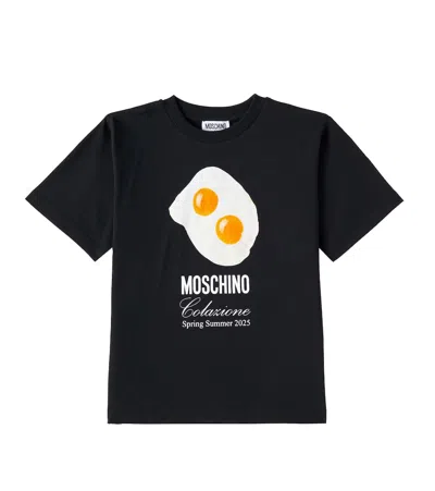 Moschino Kids' Printed Cotton Jersey T-shirt In Black