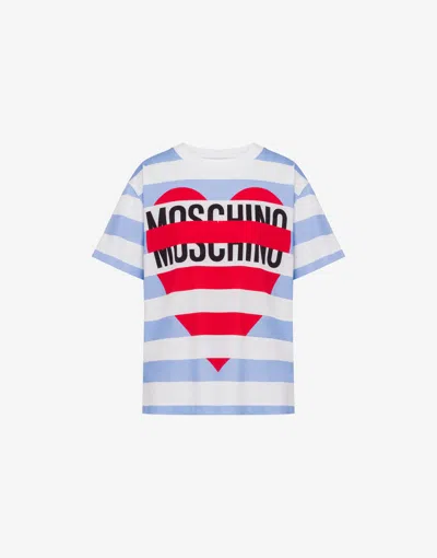 Moschino Printed Cotton Jersey T-shirt In Blue