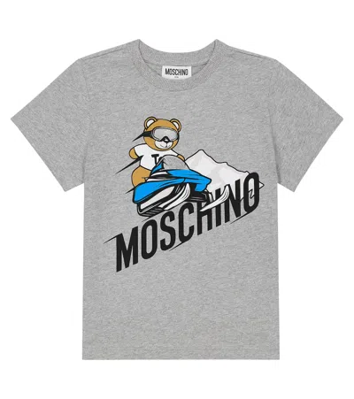 Moschino Kids' Printed Cotton Jersey T-shirt In Grey