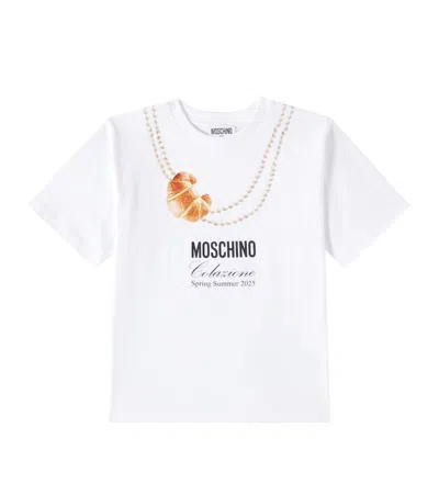 Moschino Kids' Printed Cotton Jersey T-shirt In White