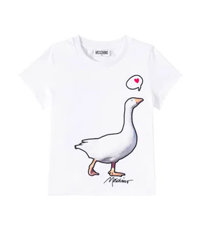 Moschino Kids' Printed Cotton Jersey T-shirt In White