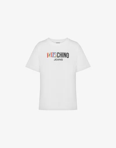 Moschino Printed Cotton Jersey T-shirt In White