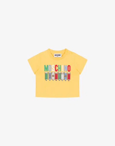 Moschino Kids' Printed Cotton Jersey T-shirt In Yellow