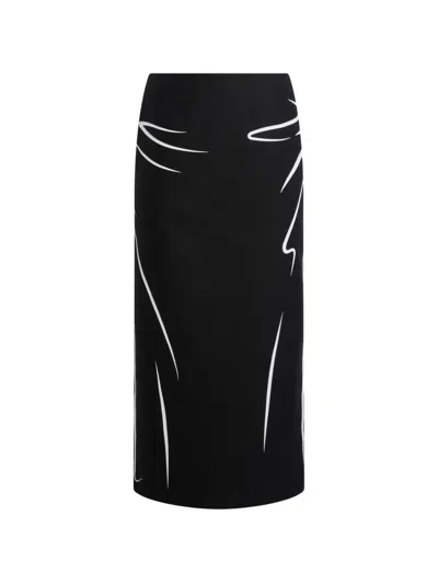 Moschino Printed Cotton Midi Skirt In Black