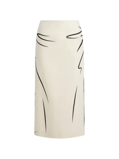 Moschino Printed Cotton Midi Skirt In White