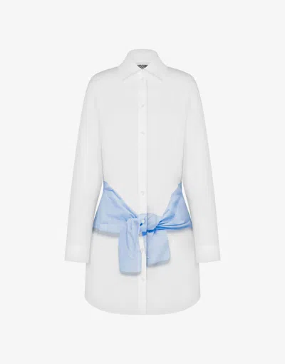 Moschino Printed Cotton Poplin Dress In White