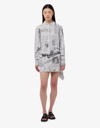 Moschino Printed Cotton Poplin Miniskirt In Gray