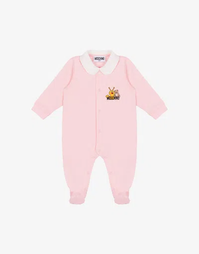 Moschino Babies' Printed Cotton Sleepsuit In Pink
