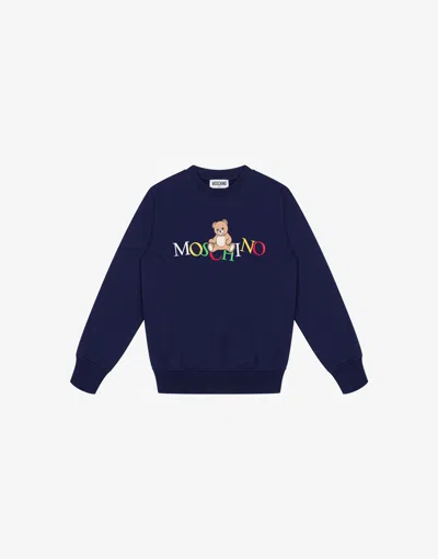 Moschino Kids Teddy Bear Logo Sweatshirt In Blue