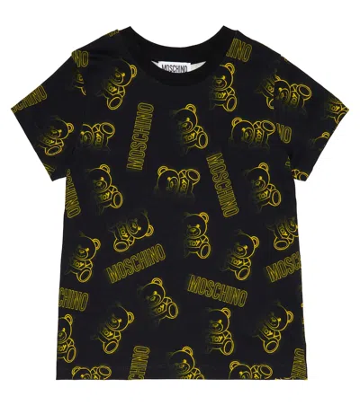 Moschino Kids' Printed Cotton T-shirt In Black Toy Dots