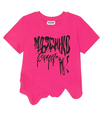 Moschino Kids' Bedrucktes T-shirt Aus Baumwolle In Pink