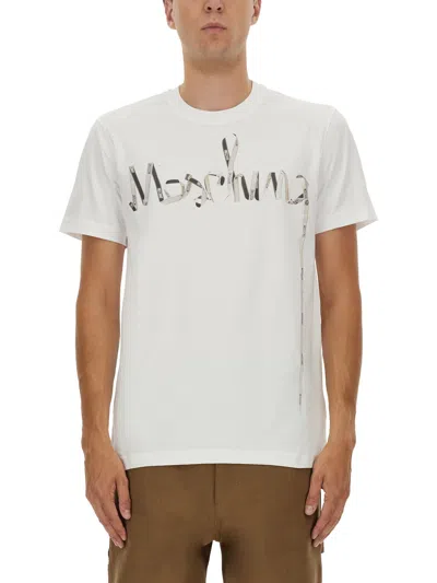Moschino Couture Printed Cotton Tshirt In White