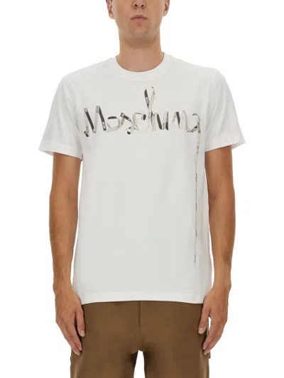 Moschino Couture Printed Cotton Tshirt In White