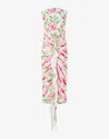 Moschino Drapiertes Midikleid Mit Blumen-print In White