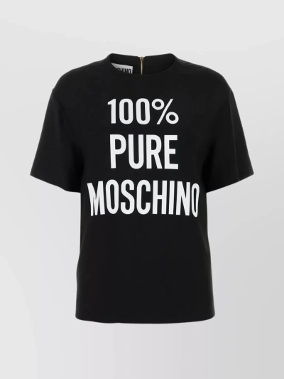 Moschino Printed Crew-neck Short Sleeve T-shirt In Black