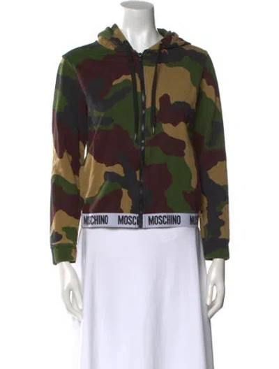 Pre-owned Moschino Printed Crew Neck Sweater In Green