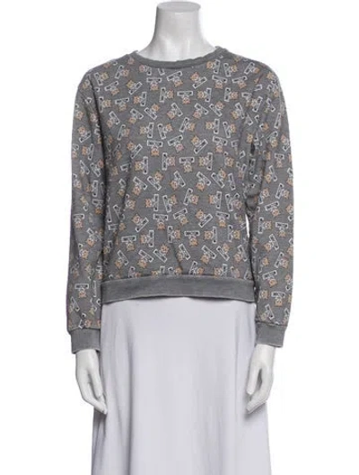 Pre-owned Moschino Printed Crew Neck Sweatshirt In Gray