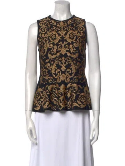 Pre-owned Moschino Printed Crew Neck Top In Black