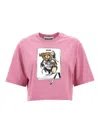 Moschino Printed Knitted Short T-shirt In Nude & Neutrals