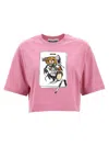 Moschino Teddy Bear Cropped T-shirt In Pink