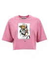 Moschino Teddy Bear Cropped T-shirt In Pink