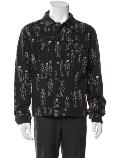 Pre-owned Moschino Printed Denim Jacket In Black