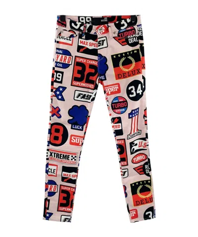 Moschino Printed Denim Trousers In Multicolor