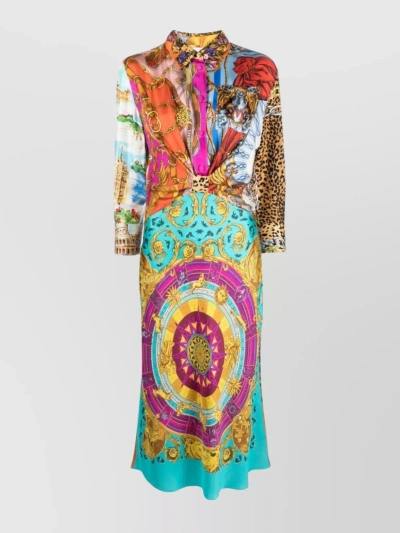 Moschino Printed Dress Featuring Animal Motifs In Beige