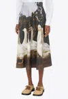 Moschino Printed Goose Midi Skirt In Multicolor