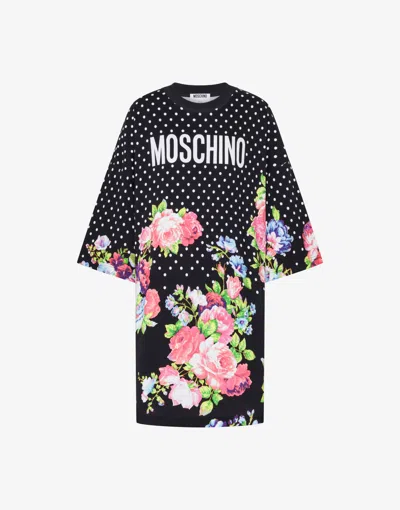 Moschino Printed Heavy Cotton Dress In Multi