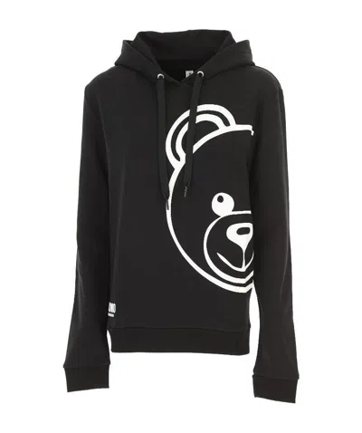 Moschino Printed Hooded Sweater In Black