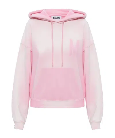 Moschino Printed Hooded Sweatshirt In Pink
