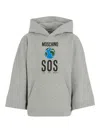 Moschino Globe-print Hoodie In Gray
