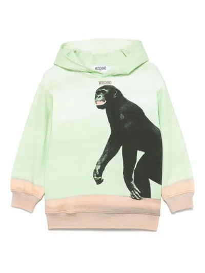 Moschino Kids' Printed Hoodie In Green