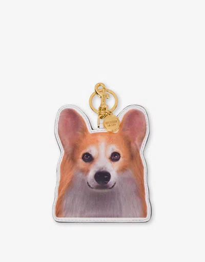Moschino Printed Keychain In Orange