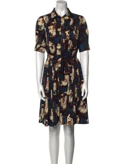 Pre-owned Moschino Printed Knee-length Dress In Brown