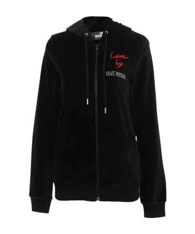 Moschino Printed Logo Casual Jacket In Black